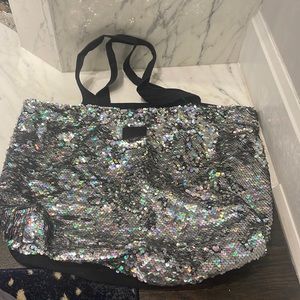 extra large sequin tote bag PINK brand !